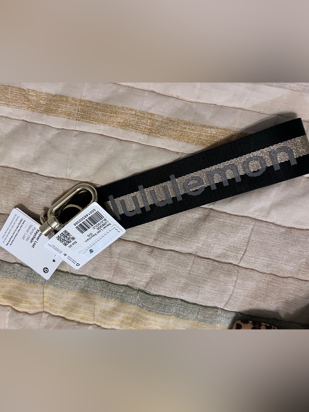 lululemon athletica Black and Gold Neverlost Keychain Strap